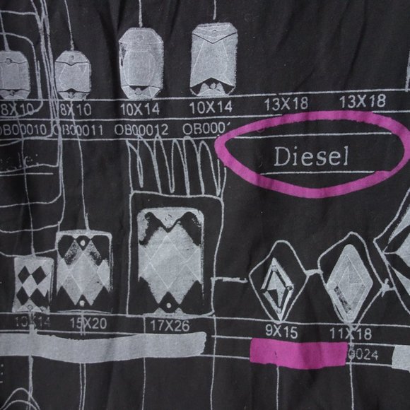 Diesel Black Gray And Purple Short Sleeve Top 100% Cotton Made in Turkey Size S - Picture 12 of 12